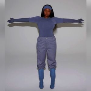 SKIMS OUTDOOR WOVEN PANT STEEL BLUE WIDE LEG